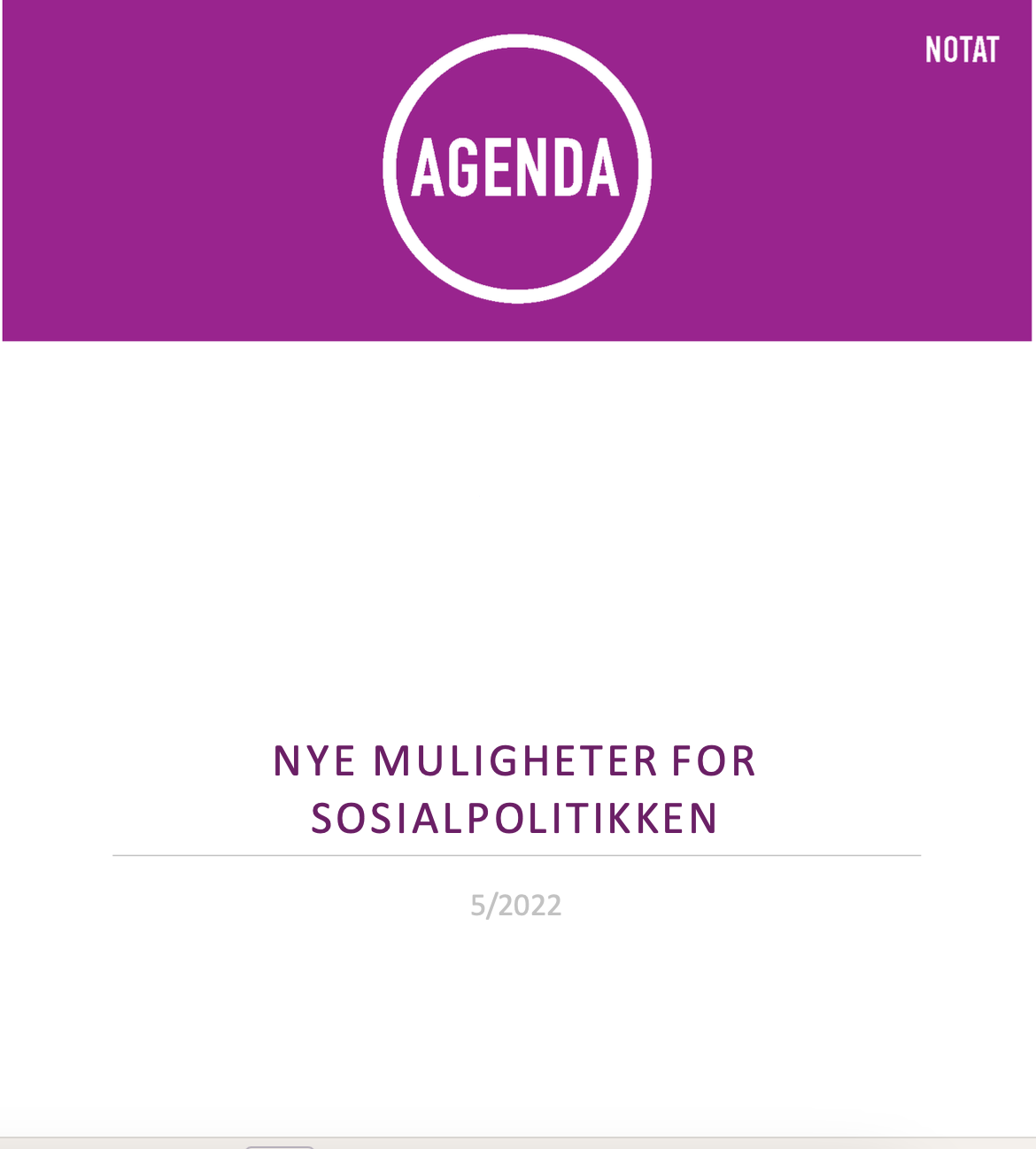 Nye muligheter i sosialpolitikken