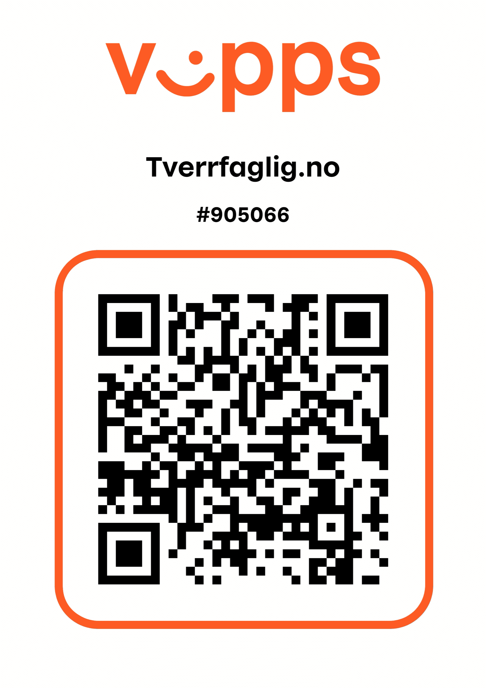 Vipps-plakat for Tverrfaglig med Vippsnummer 905066
